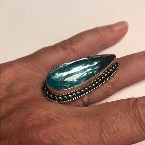 Blue Topaz Stamped 925 Sterling Silver Ring